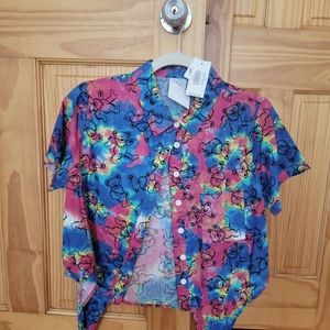 NWT Grateful Dead cropped button down